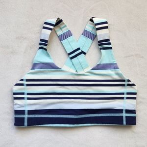 Lululemon All Sport Bra - Light Blue/Navy/White Stripe - Size 8